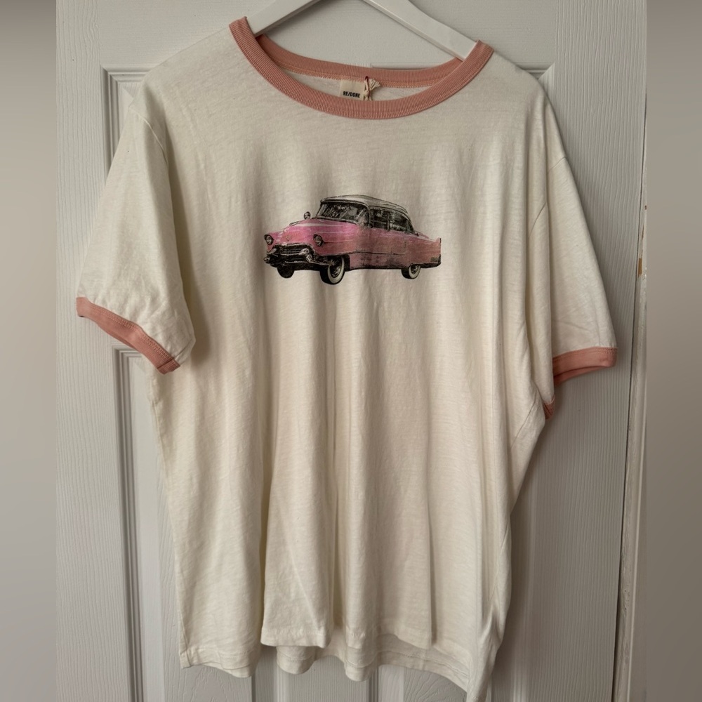 RE/DONE Pink Caddy Ringer Tee - Picture 3 of 12